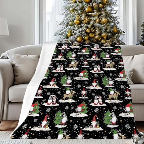 Coonoor Weihnachts Kuscheldecke, 125x150cm Flanell Großes Gemütliches Weiches Flauschig Decke Fleecedecke, Vielseitige Decken und Würfe für Weihnachtsdekoration (Wichtel) von Coonoor