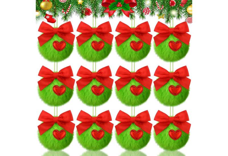 Coonoor Weihnachtsbaumkugel Weihnachtsdeko 12-teiliges Set pelzige Weihnachtskugeln für den Baum (12 St), Weihnachtsdekoration, weiches Kunstfell, Pompom-Ball, Partyzubehör von Coonoor