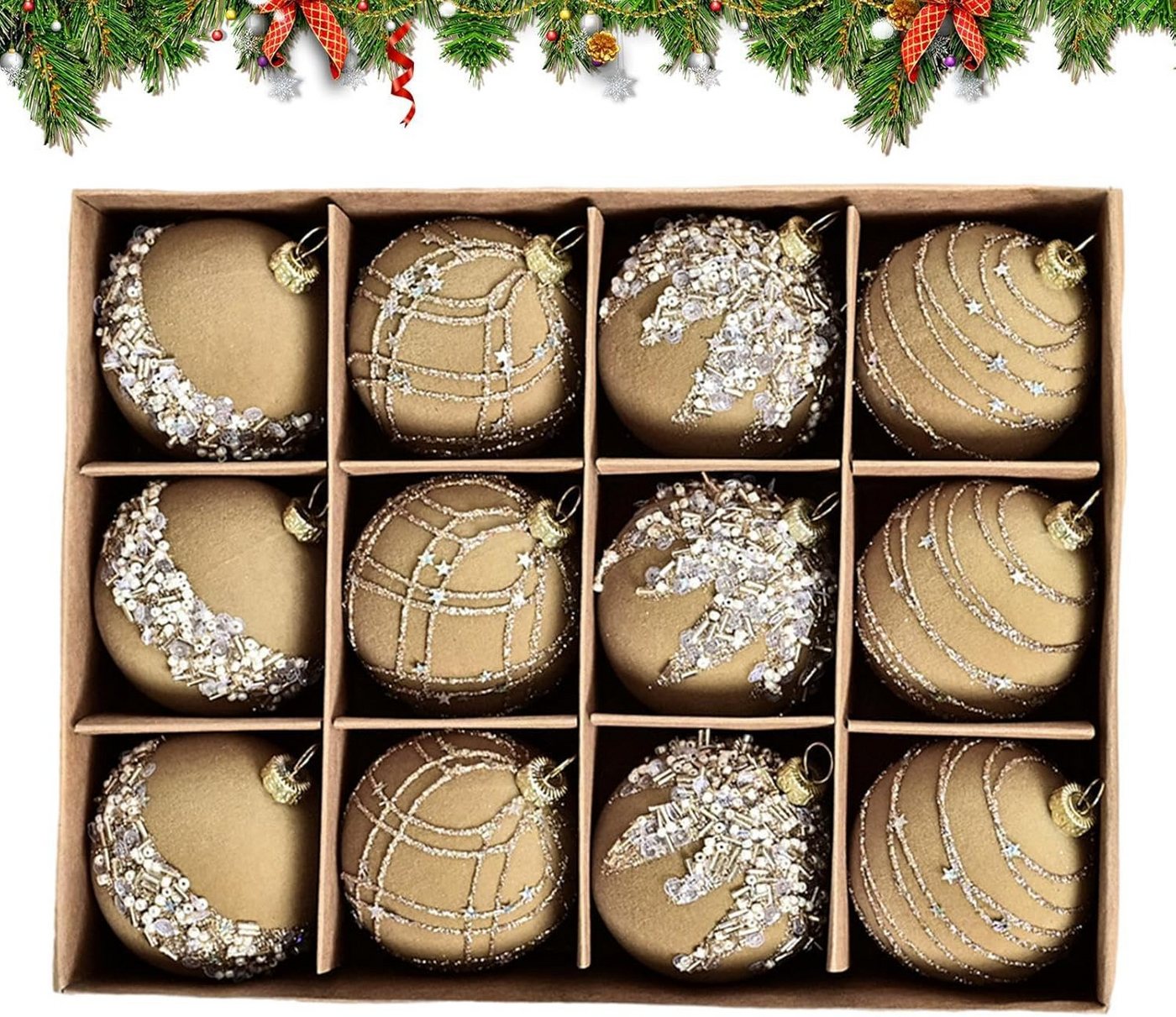 Coonoor Weihnachtsbaumkugel Weihnachtsdeko Weihnachtskugeln 12-teiliges Set,Weihnachtsbaumschmuck Coonoor Weihnachtsbaumkugel Weihnachtsdeko Weihnachtskugeln 12-teiliges Set,Weihnachtsbaumschmuck von Coonoor