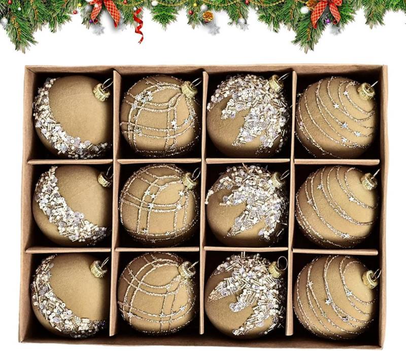 Coonoor Weihnachtsbaumkugel Weihnachtsdeko Weihnachtskugeln 12-teiliges Set,Weihnachtsbaumschmuck von Coonoor