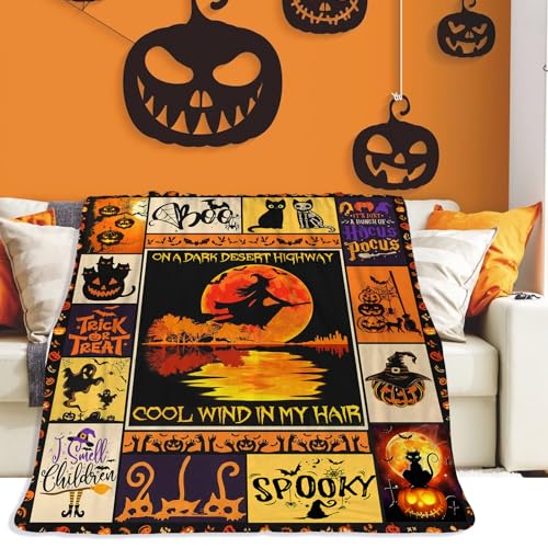 Coonoor Halloween Kuscheldecke Fleece Decke, Hexe Großer Überwurf Gemütliche Weiche Decken, Über Bett Warme Plüschige Überwürfe für Schlafzimmer, Couch, Reisen (Hexe, 125x150cm) von Coonoor