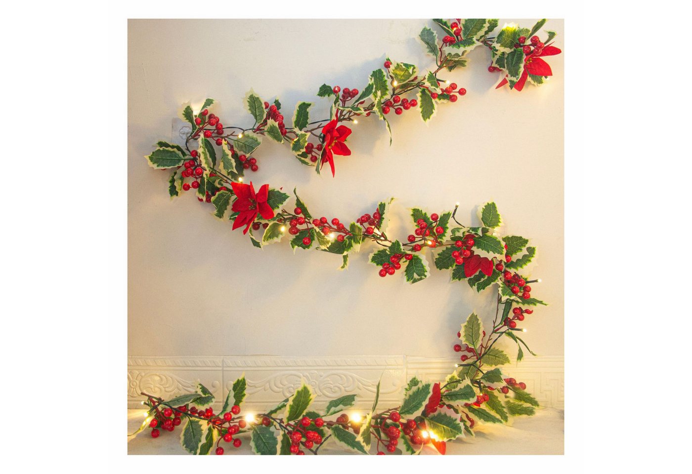 Kunstgirlande Roter Beeren-Weihnachtskranz mit LED-Lichterkette, Coonoor, künstlicher Beerenkranz, geeignet für Weihnachten-Neujahr zu Hause Kunstgirlande Roter Beeren-Weihnachtskranz mit LED-Lichterkette, Coonoor, künstlicher Beerenkranz, geeignet für Weihnachten-Neujahr zu Hause von Coonoor