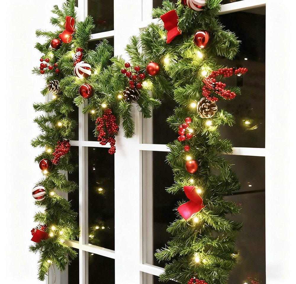 Kunstgirlande Weihnachtsgirlande Künstlicher weihnachtsgirlande geschmückt, Coonoor, Weihnachtsdekoration, Weihnachten Deko Girlande, Innen- und Außendeko von Coonoor