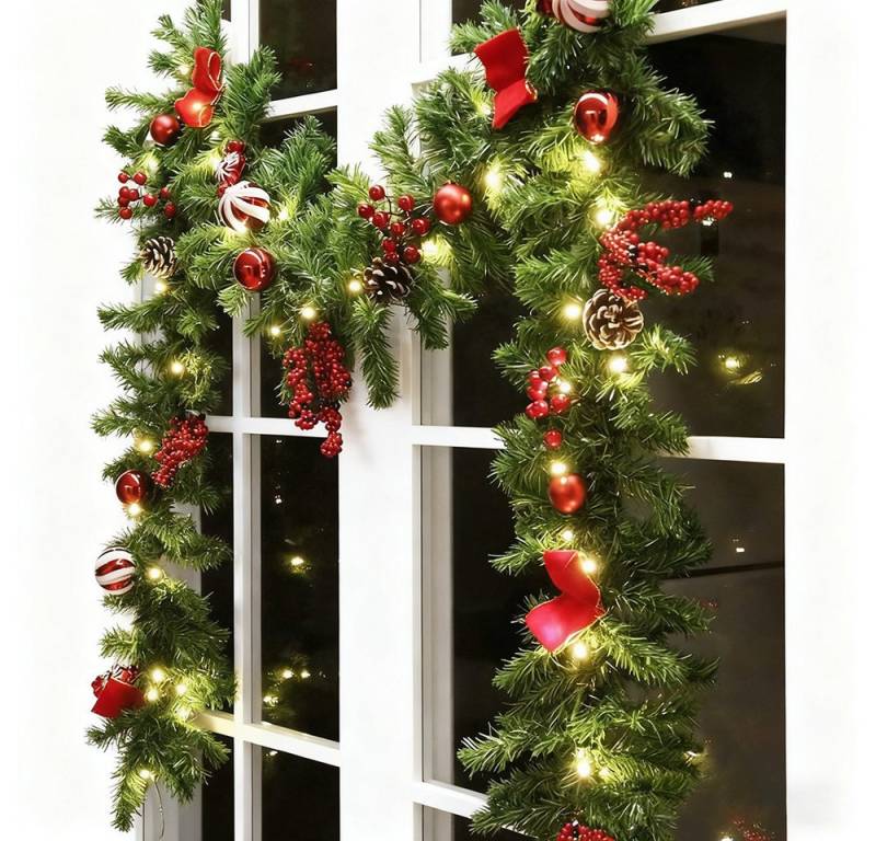 Kunstgirlande Weihnachtsgirlande Künstlicher weihnachtsgirlande geschmückt, Coonoor, Weihnachtsdekoration, Weihnachten Deko Girlande, Innen- und Außendeko von Coonoor