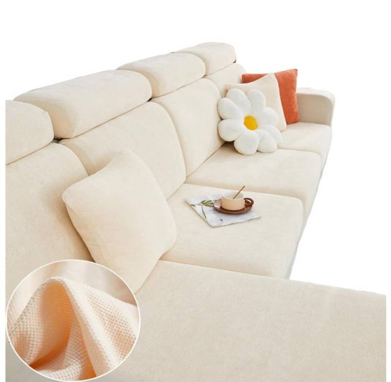 Coonoor Sofahusse Sofabezug Ecksofa L Form Stretch Chenille Sofa, Überzug Universal Couchbezug von Coonoor