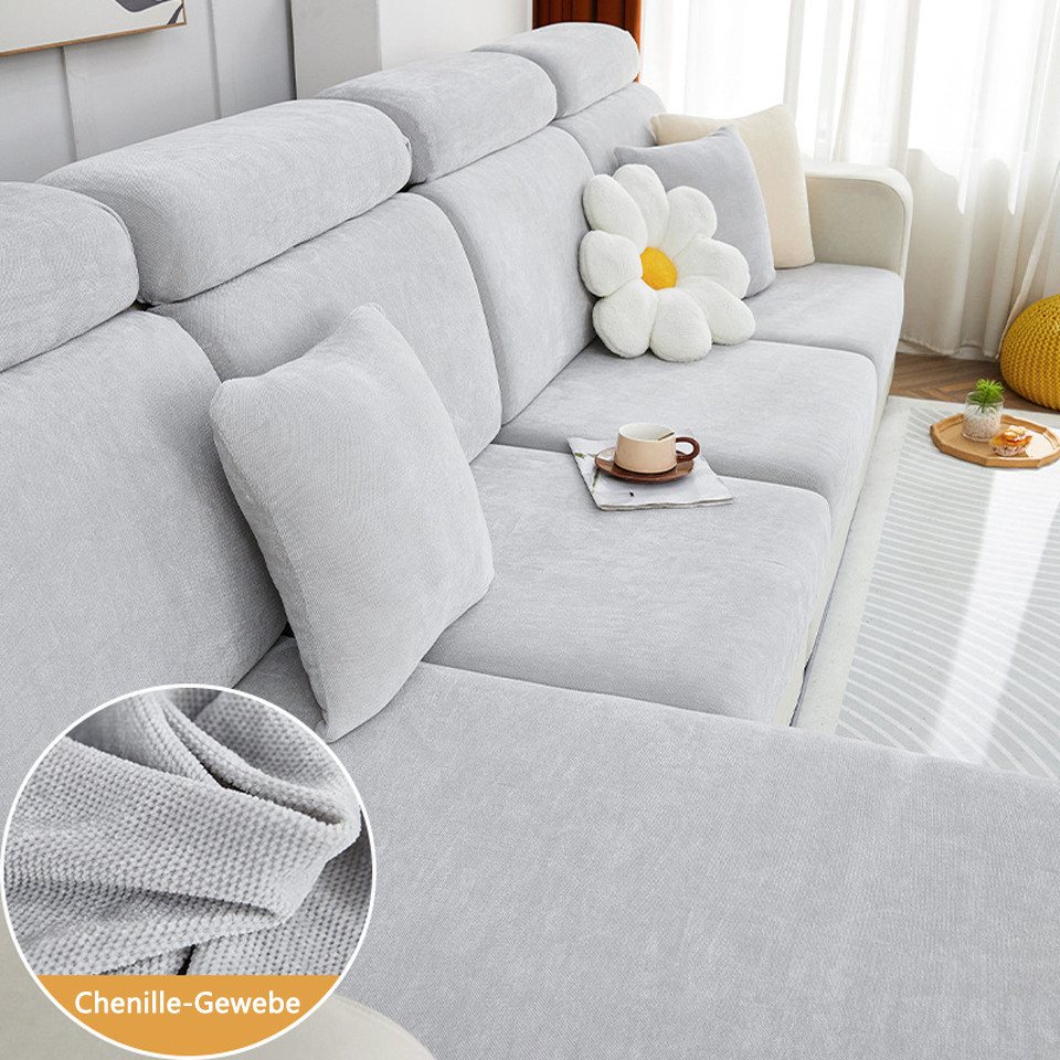 Sofahusse Sofabezug Ecksofa L Form Stretch Chenille Sofa, Coonoor, Überzug Universal Couchbezug von Coonoor