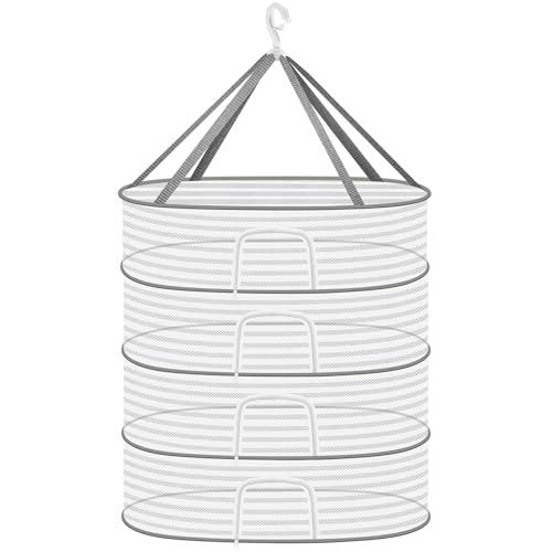 Coopache Kräuter Trocknen Weiß 4 Lagig, Kräutertrockner Hängend mit S-förmige Haken, Zipper Plant Drying Rack, Mesh Trockennetz für Kräuter, Pflanze, Fleisch, Blumen, Zwiebeln von Coopache