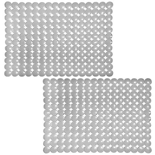Coopay 2 Stück Küchenspüle Matte Kunststoff Schutzmatte PVC Umweltfreundlich Küche Verstellbar Edelstahl/Porzellan Geschirr Trocknen Pad Schutz für Unterseite der Spüle, 38,1 x 27,9 cm (Grau) von Coopay
