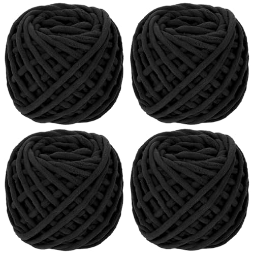 Coopay Chunky Wolle zum Häkeln, 4 x 90g Dicke Wolle zum Stricken Dickes Garn, Plüschgarn Wolle zum Stricken, Weich Wolle Dickes Garn Flauschig für Decken, Schals, Puppen, Samtig Plüschwolle - Schwarz Coopay Chunky Wolle zum Häkeln, 4 x 90g Dicke Wolle zum Stricken Dickes Garn, Plüschgarn Wolle zum Stricken, Weich Wolle Dickes Garn Flauschig für Decken, Schals, Puppen, Samtig Plüschwolle - Schwarz von Coopay