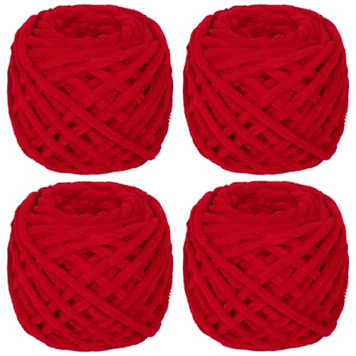Coopay Chunky Wolle zum Häkeln, 4 x 90g Dicke Wolle zum Stricken Dickes Garn, Plüschgarn Wolle zum Stricken, Weich Wolle Dickes Garn Flauschig für Decken, Schals, Puppen, Plüschwolle - Zwei Rote Coopay Chunky Wolle zum Häkeln, 4 x 90g Dicke Wolle zum Stricken Dickes Garn, Plüschgarn Wolle zum Stricken, Weich Wolle Dickes Garn Flauschig für Decken, Schals, Puppen, Plüschwolle - Zwei Rote von Coopay