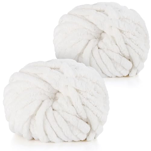 Coopay Dicke Wolle zum Häkeln, 2x240g Weiches Armstricken Wolle zum Handstricken, Soft Chunky Wolle zum Stricken, Sperrige Armstricken Wolle, xxl Wolle für Decken, Kissen, Haustier Nest - Weiß Coopay Dicke Wolle zum Häkeln, 2x240g Weiches Armstricken Wolle zum Handstricken, Soft Chunky Wolle zum Stricken, Sperrige Armstricken Wolle, xxl Wolle für Decken, Kissen, Haustier Nest - Weiß von Coopay