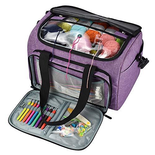 Coopay Garntasche, Basteltasche für Stricknadel-Set, Häkelset und Kreuzstich-Set zur Aufbewahrung, Garn-Organisierer für Anfänger und Profis, Oxford-Tuch, 38,1 x 27,9 x 25,4 cm von Coopay