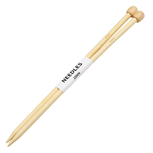 Coopay Grobstricknadeln, 10 mm, 35 cm lang, große Bambus-Stricknadel für Anfänger, großes Strickprojekt, Jumbo-Holzstricknadeln für arthritische Finger, leichtes Massivholz von Coopay