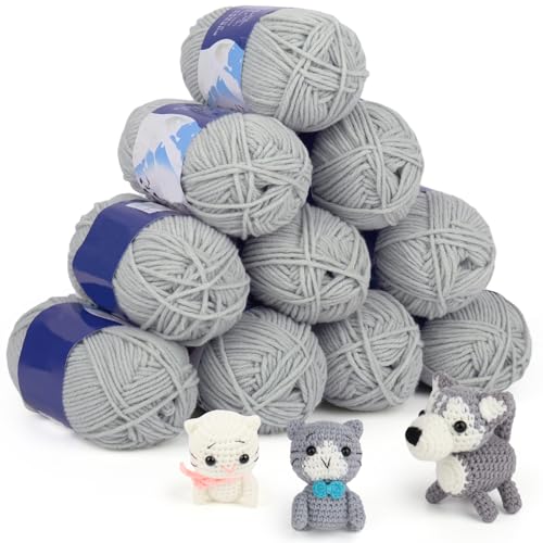 Coopay Häkelgarn 10 x 50g, 5 Faiding Weiche Wolle zum Häkeln, Handstrickgarn für Anfänger und Kinder, Baumwolle Babywolle für Häkel- und Strickprojekt, Baumwolle Crochet Yarn - Wellblau-grau Coopay Häkelgarn 10 x 50g, 5 Faiding Weiche Wolle zum Häkeln, Handstrickgarn für Anfänger und Kinder, Baumwolle Babywolle für Häkel- und Strickprojekt, Baumwolle Crochet Yarn - Wellblau-grau von Coopay