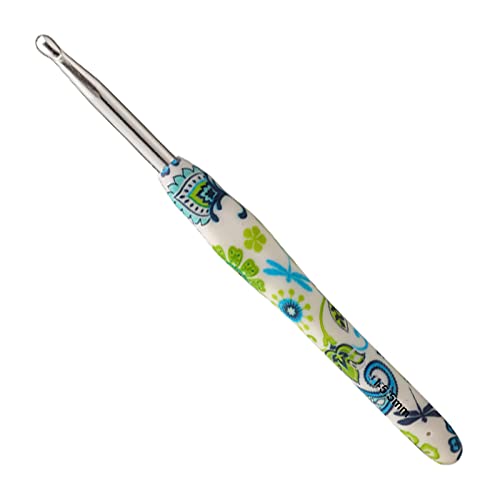 Coopay Häkelnadel 5,5 mm, 1 Stück Ergonomisch Häkelnadeln mit Solide Metall Häkeln und Gummigriff, Häkelnadeln Griff mit Schön Blume für Anfänger, Bequem TPR Griff Hakennadel für Arthritische Hände von Coopay