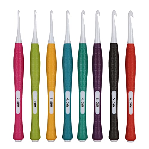 Coopay Häkelnadel-Set, ergonomische Häkelnadeln, Häkelnadeln, weicher Griff, runder Gummigriff, Inline-Haken, warme Häkelnadeln für arthritische Hände, komplettes Set für Anfänger, Geschenk von Coopay