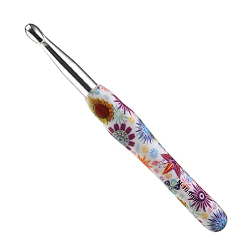 Coopay Häkelnadel mit Schön Blume, 1 Stück Gummigriff Häkelnadel 10,0 mm, Exquisite Ergonomisch Häkelnadeln für Anfänger, Solide Metall Häkeln und Bequem TPR Griff Häkelnadeln für Arthritische Hände von Coopay