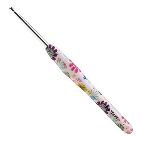 Coopay Häkelnadel mit Schön Blume, 1 Stück Gummigriff Häkelnadel 3,75 mm, Exquisite Ergonomisch Häkelnadeln für Anfänger, Solide Metall Häkeln und Bequem TPR Griff Häkelnadeln für Arthritische Hände von Coopay