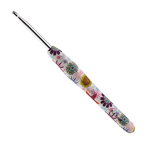 Coopay Häkelnadel mit Schön Blume, 1 Stück Gummigriff Häkelnadel 4,5 mm, Exquisite Ergonomisch Häkelnadeln für Anfänger, Solide Metall Häkeln und Bequem TPR Griff Häkelnadeln für Arthritische Hände von Coopay