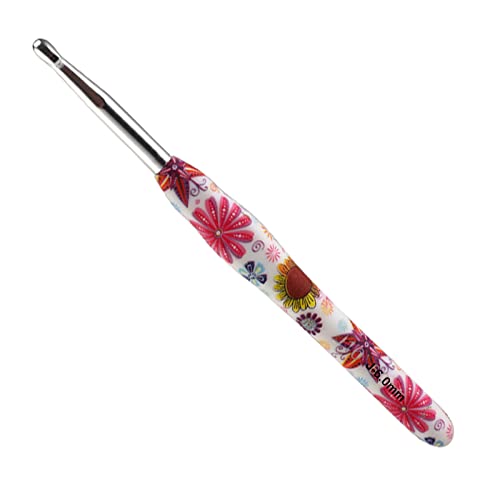 Coopay Häkelnadel mit Schön Blume, 1 Stück Gummigriff Häkelnadel 6,0 mm, Exquisite Ergonomisch Häkelnadeln für Anfänger, Solide Metall Häkeln und Bequem TPR Griff Häkelnadeln für Arthritische Hände von Coopay