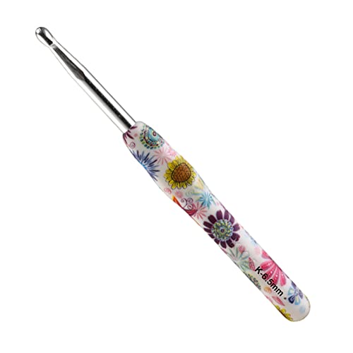 Coopay Häkelnadel mit Schön Blume, 1 Stück Gummigriff Häkelnadel 6,5 mm, Exquisite Ergonomisch Häkelnadeln für Anfänger, Solide Metall Häkeln und Bequem TPR Griff Häkelnadeln für Arthritische Hände von Coopay