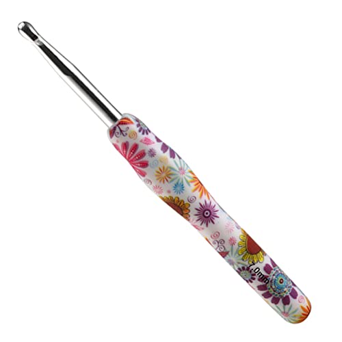 Coopay Häkelnadel mit Schön Blume, 1 Stück Gummigriff Häkelnadel 7,0 mm, Exquisite Ergonomisch Häkelnadeln für Anfänger, Solide Metall Häkeln und Bequem TPR Griff Häkelnadeln für Arthritische Hände von Coopay