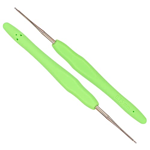 Coopay Häkelnadeln 0,75 mm, 2 Stück Kleine Häkelnadel für Amigurumi und Feines Häkeln, Spitze Häkelnadeln mit Weichem Griff, Kleine Häkelnadeln Ergonomisch TPR Griff Häkelnadeln 0,76 mm von Coopay