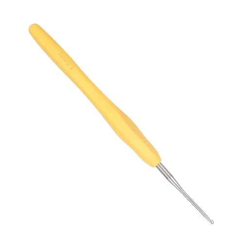 Coopay Häkelnadeln 1,5 mm, 1 Stück Kleine Häkelnadel für Spitzen und Feines Häkeln, Metall Spitze Häkelnadeln mit Weichem Griff, Feine Häkelnadeln Ergonomisch TPR Griff Häkelnadeln 1,5 mm von Coopay