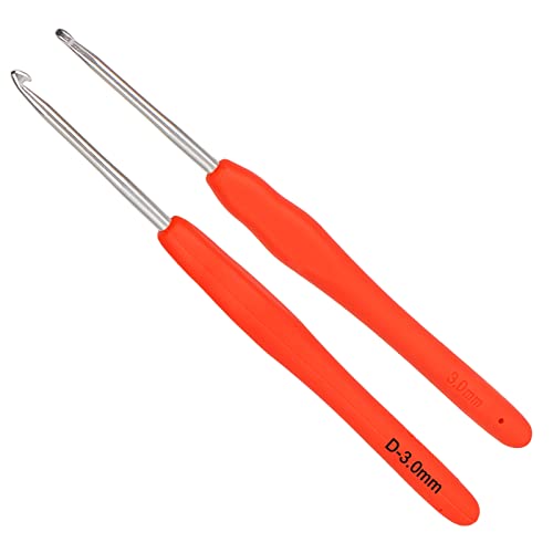 Coopay Häkelnadeln 3,0 mm, 2 Stück Kleine Häkelnadel für Amigurumi und Feines Häkeln, Spitze Mit Weichem Griff, Ergonomisch TPR Griff 3,0 mm von Coopay