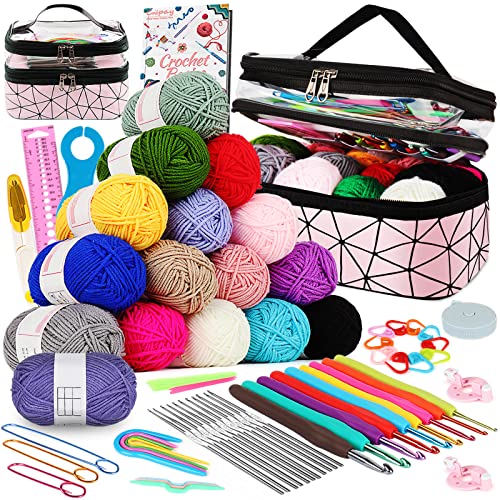 Coopay Häkelset für Anfänger, Erwachsene, Kinder, 16 Farben, Garn, Amigurumi-Set mit Anleitung (evtl. nicht in deutscher Sprache), tragbares Häkel-Starter-Set, komplettes Stricken, Häkelzubehör Coopay Häkelset für Anfänger, Erwachsene, Kinder, 16 Farben, Garn, Amigurumi-Set mit Anleitung (evtl. nicht in deutscher Sprache), tragbares Häkel-Starter-Set, komplettes Stricken, Häkelzubehör von Coopay