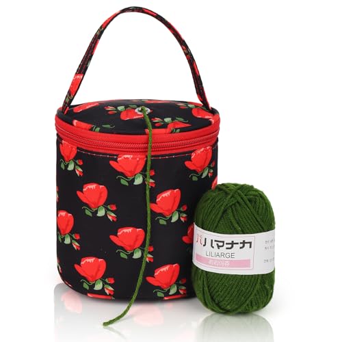 Coopay Petite Häkelgarntasche, tragbare Garntasche, Häkeltasche, Organizer und Aufbewahrung für Häkelzubehör, Häkelnadeln, Garnknäuel, ideales Häkelgeschenk für Anfänger – Rose, COOPAYGZM90209 von Coopay