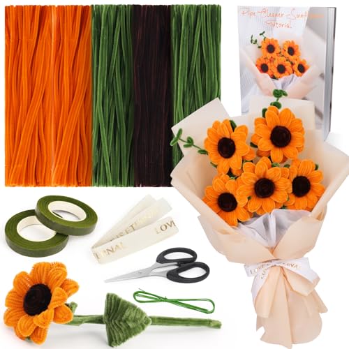 Coopay Pfeifenreiniger Blumen Set, Sonnenblume Pfeifenputzer zum Basteln, 300 Stk Kreative Sonnenblume DIY Pfeifenreiniger zum Basteln mit Video und Anleitung, Pipe Cleaner Pfeifenreiniger Grün Coopay Pfeifenreiniger Blumen Set, Sonnenblume Pfeifenputzer zum Basteln, 300 Stk Kreative Sonnenblume DIY Pfeifenreiniger zum Basteln mit Video und Anleitung, Pipe Cleaner Pfeifenreiniger Grün von Coopay