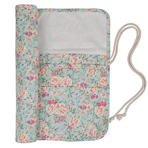 Coopay Stricknadelrolle Tasche, Stricknadel Wickel mit hoher Kapazität für Gerade Kurze Doppelspitze Nadeln & Tunesische Häkelnadel Aufbewahrung, Stricknadeln Leinwand Taschen & Leer Organizer, Blumen von Coopay