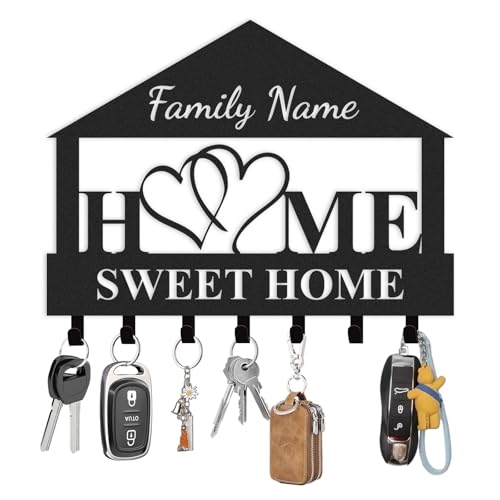 Coovew Personalisiertes Schlüsselbrett für Die Wand, Schlüsselhalter Wandmontage, Namensgarderobe, Süße Heim-Schlüsselhaken Wanddekoration für Schlafzimmer Küche Eingangsbereich Flur Haustür Coovew Personalisiertes Schlüsselbrett für Die Wand, Schlüsselhalter Wandmontage, Namensgarderobe, Süße Heim-Schlüsselhaken Wanddekoration für Schlafzimmer Küche Eingangsbereich Flur Haustür von Coovew