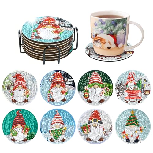 8PCS Weihnachten Diamant-Malerei Untersetzer Kleine Untersetzer Diamant-Kunst-Kits DIY Weihnachten Untersetzer 5d Diamant-Malerei Untersetzer Untersetzer mit Halterung für Auto Tassen Getränke (D) von Copbopwn