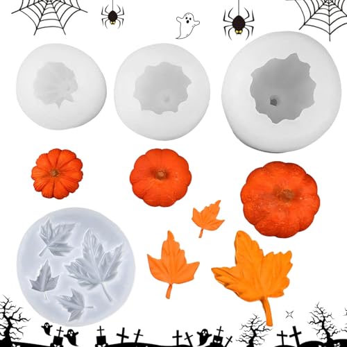 Copbopwn Kürbis-Harz-Form-Set 4 Stück Verschiedene Größen 3D-Kürbis-Epoxid-Form Thanksgiving-Ahornblatt-Silikon-Form für die Herbsternte Halloween Silikonform Kerzenform Copbopwn Kürbis-Harz-Form-Set 4 Stück Verschiedene Größen 3D-Kürbis-Epoxid-Form Thanksgiving-Ahornblatt-Silikon-Form für die Herbsternte Halloween Silikonform Kerzenform von Copbopwn