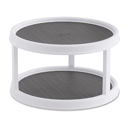 Copco 2555-0187 Non-Skid 2-Tier Pantry Cabinet Lazy Susan Turntable, 12-Inch, White/Gray von Copco