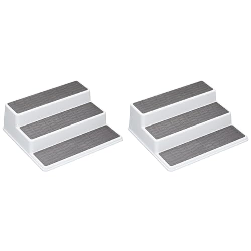 Copco Basics 3-stufiges Gewürzregal für den Innenschrank, rutschfestes Küchenregal, 26 x 23 x 8,5cm, weiß/grau (Packung mit 2) von KitchenCraft