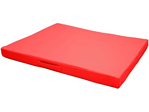 CopcoPet Hundematte Jumbo, 80 x 60 x 8cm, Rot, abwaschbares Hundebett aus kratzfestem Kunstleder, orthopädisches Hundekissen mit Viscoschaumfüllung von CopcoPet