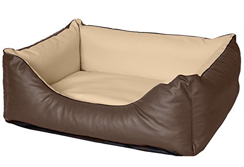 CopcoPet Hundebett Rocco Mocca 100 x 80 cm – Wendebett aus pflegeleichtem Kunstleder – Waschbar & bequem – Mit erhöhtem Rand – Formstabiler Schlafplatz für mittelgroße Hunde von CopcoPet