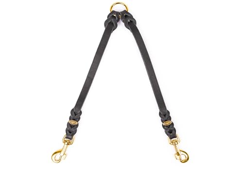 CopcoPet Fettleder-Doppelleine 50 cm x 15mm Schwarz – Koppel & Zwillingsleine für 2 Hunde – Robuste Verbindung mit 2 Messing Karabinern – Geflochten & langlebig – Für große Hunde CopcoPet Fettleder-Doppelleine 50 cm x 15mm Schwarz – Koppel & Zwillingsleine für 2 Hunde – Robuste Verbindung mit 2 Messing Karabinern – Geflochten & langlebig – Für große Hunde von CopcoPet