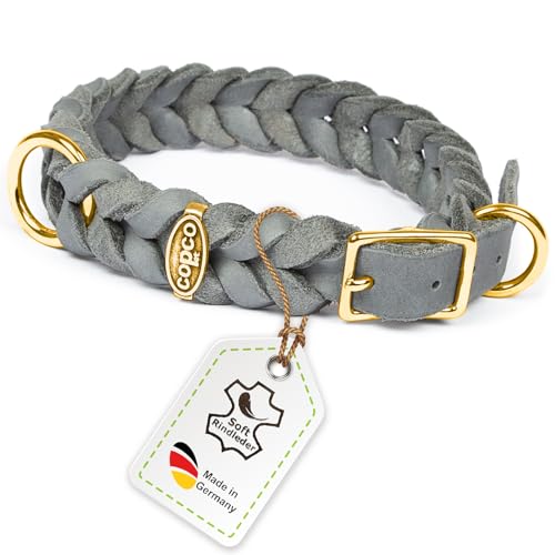 CopcoPet Hundehalsband aus Fettleder 35–39 cm x 15mm Grau – Geflochtenes Lederhalsband – Messing mit Dornschließe – Robust & verstellbar – Für mittelgroße Hunde, ideal für Alltag & Training CopcoPet Hundehalsband aus Fettleder 35–39 cm x 15mm Grau – Geflochtenes Lederhalsband – Messing mit Dornschließe – Robust & verstellbar – Für mittelgroße Hunde, ideal für Alltag & Training von CopcoPet