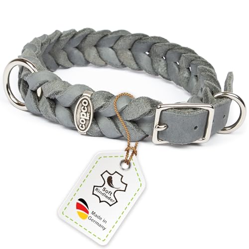CopcoPet Hundehalsband aus Fettleder 45–49 cm x 25mm Grau – Geflochtenes Lederhalsband – verchromt mit Dornschließe – Robust & verstellbar – Für große Hunde, ideal für Alltag & Training CopcoPet Hundehalsband aus Fettleder 45–49 cm x 25mm Grau – Geflochtenes Lederhalsband – verchromt mit Dornschließe – Robust & verstellbar – Für große Hunde, ideal für Alltag & Training von CopcoPet