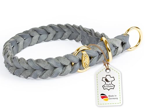 CopcoPet Hundehalsband Würger 35–40 cm x 15mm Grau – Geflochtenes Halsband mit Zugstopp & Messing Ring – Aus robustem Fettleder – Für kleine Hunde – Weiches Lederhalsband fürs Training CopcoPet Hundehalsband Würger 35–40 cm x 15mm Grau – Geflochtenes Halsband mit Zugstopp & Messing Ring – Aus robustem Fettleder – Für kleine Hunde – Weiches Lederhalsband fürs Training von CopcoPet