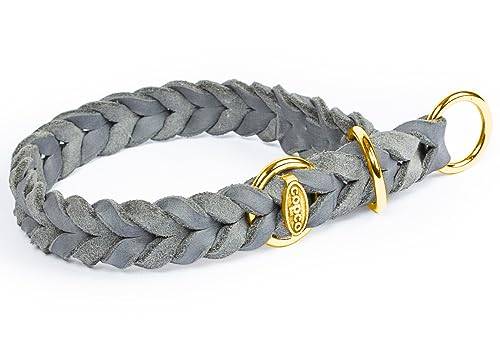 CopcoPet Hundehalsband Würger 45–50 cm x 25mm Grau – Geflochtenes Halsband mit Zugstopp & Messing Ring – Aus robustem Fettleder – Für große Hunde – Weiches Lederhalsband fürs Training CopcoPet Hundehalsband Würger 45–50 cm x 25mm Grau – Geflochtenes Halsband mit Zugstopp & Messing Ring – Aus robustem Fettleder – Für große Hunde – Weiches Lederhalsband fürs Training von CopcoPet