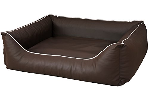CopcoPet Hundebett Rocco Dunkelbraun 80 x 60 cm – Wendebett aus pflegeleichtem Kunstleder – Waschbar & bequem – Mit erhöhtem Rand – Formstabiler Schlafplatz für kleine Hunde von CopcoPet