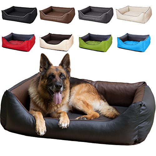 CopcoPet Rocco Orthopädisches Visco Hundebett Hundesofa Wendebett Kunstleder XXL ca. 125 x 100 cm Orthopädisch Braun Schwarz von CopcoPet