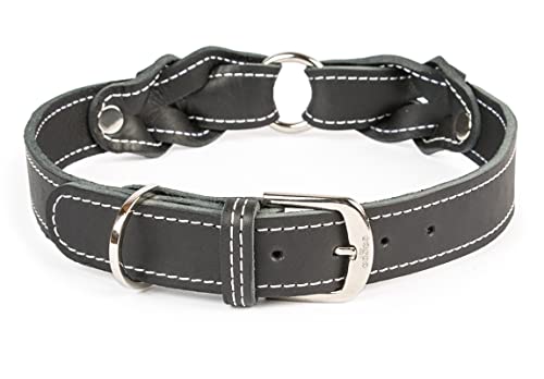 CopcoPet Hundehalsband Heidi aus Leder Schwarz mit Ziernaht Beschläge Verchromt 20 mm Breite 40-45 cm Halsumfang von CopcoPet