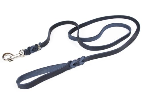 CopcoPet - Hundeleine Blau 1 m x 10 mm aus hochwertigem Rindsleder - Weiche Fettlederleine mit Chrom Karabiner - Geflochtene Führleine für Hunde - Hunde Zubehör 100% Handmade in Germany von CopcoPet