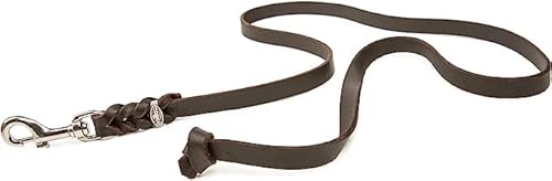 CopcoPet Fettlederleine Hund – geflochtene Lederleine ohne Handschlaufe, Führleine & Trainingsleine aus robustem Rindsleder mit Chrom-Karabiner, 1m x 12 mm, Braun, für kleine & große Hunde von CopcoPet